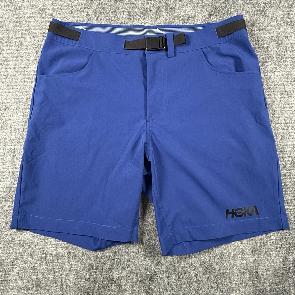 HOKA One One Hike Trail Belted Shorts Men's L Blue 8" Style 1135026